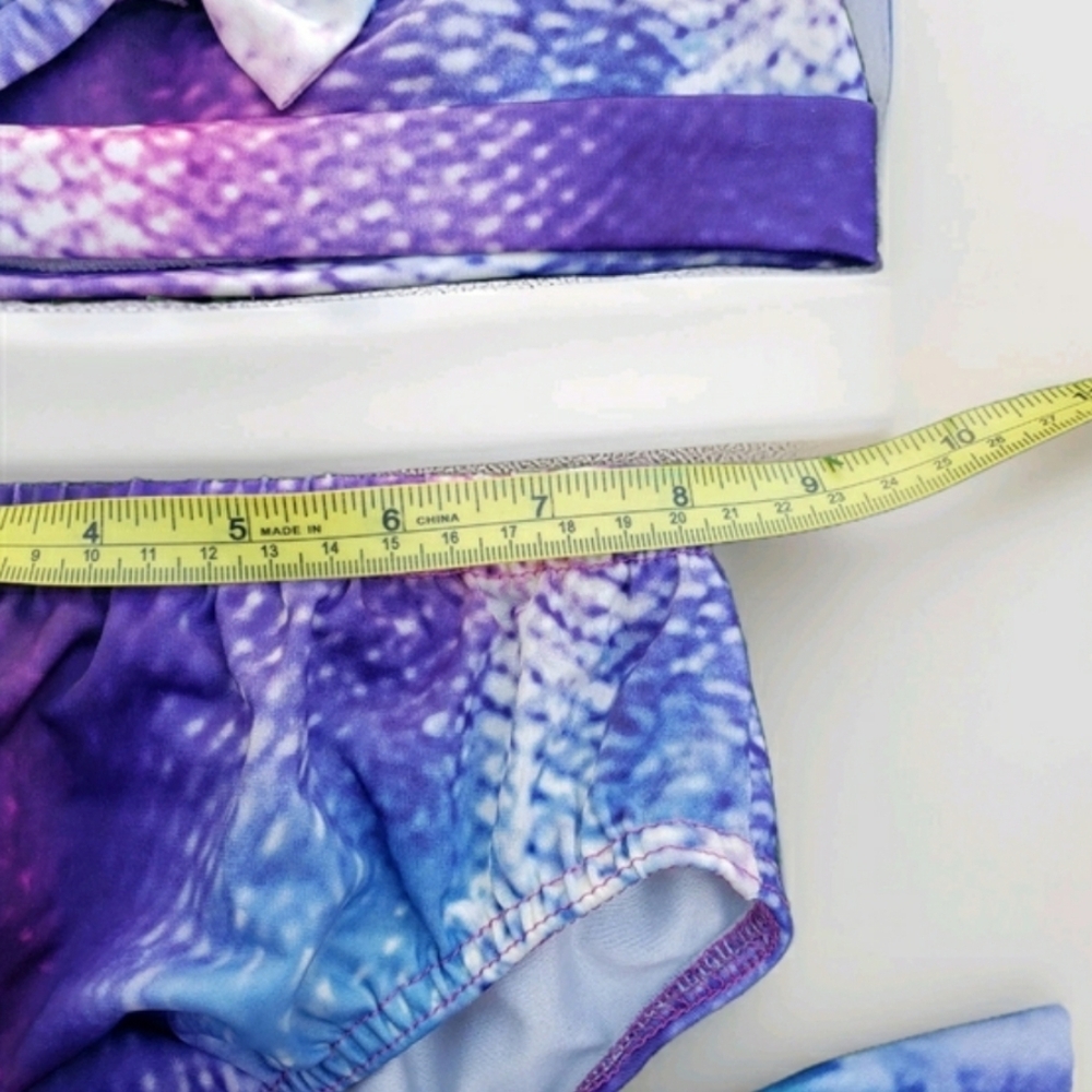 Girls Mermaid 3 Piece Bathing Suit (6-6X) - Picture 4 of 8